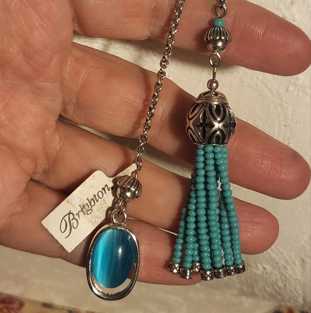 NWT Brighton Blue Beaded Tassel /scarf Necklace